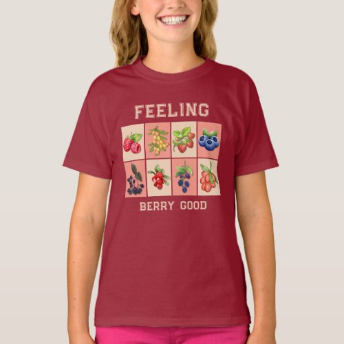 FEELING BERRY GOOD Custom Strawberry Berries Kids T_Shirt
