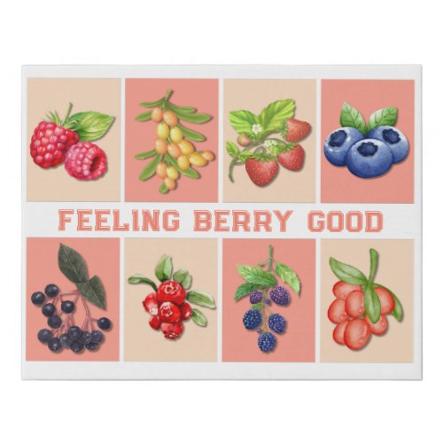 FEELING BERRY GOOD Customizable Strawberry Berries Faux Canvas Print