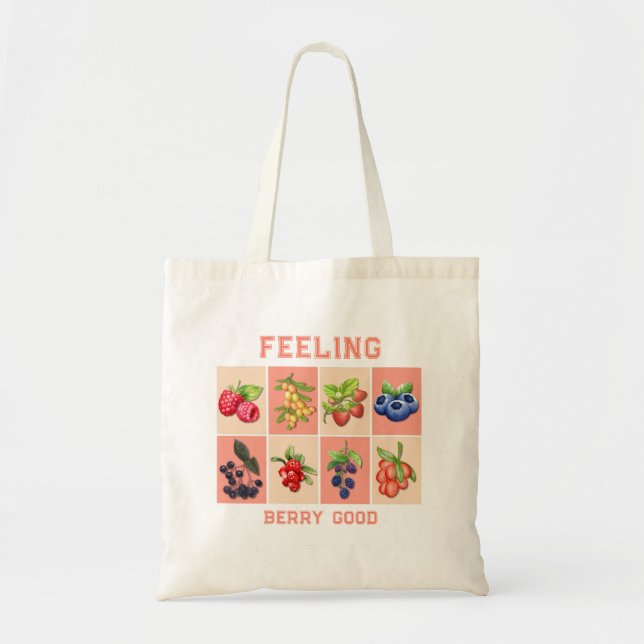 FEELING BERRY GOOD Customizable Strawberry Berries Tote Bag (Front)