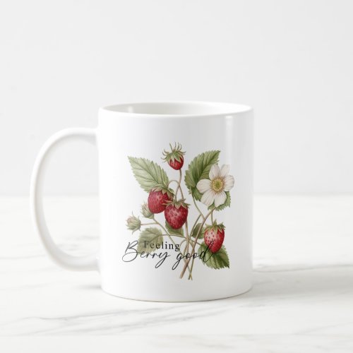 Feeling Berry Good Floral Red Strawberry Monogram Coffee Mug