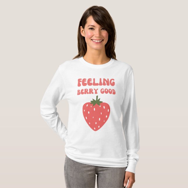 Feeling Berry Good Pink Strawberry Women T-Shirt (Front Full)