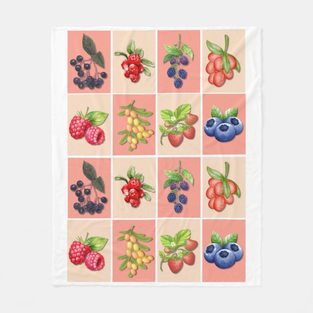 FEELING BERRY GOOD Strawberry Berries Plant Mom Fleece Blanket (Front)