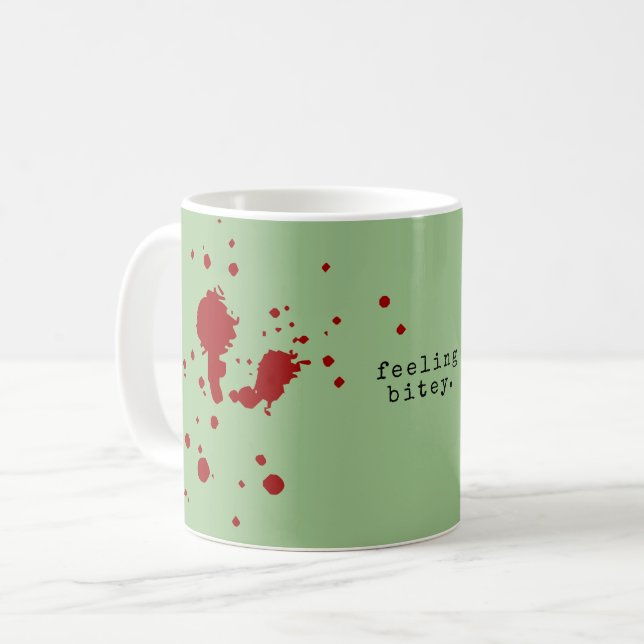 FEELING BITEY Funny Zombie Green Coffee Mug (Front Left)