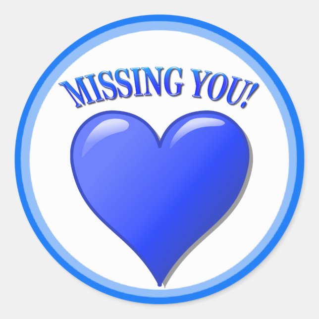 Feeling Blue Missing You Hearts Classic Round Sticker (Front)