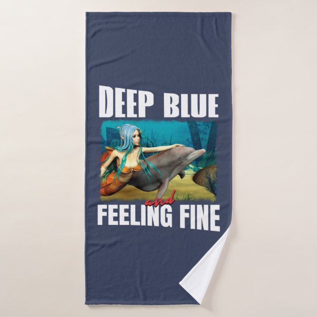 Feeling Blue Ocean Mermaid Dolphin Art Bath Towel (Bath Towel)