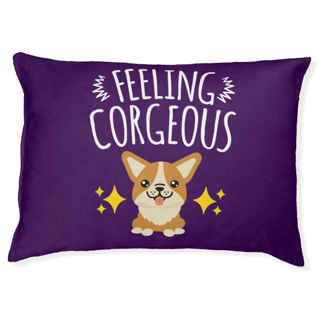 Feeling Corgeous Funny Corgi Dog Owner Lover Pet Bed (Front)