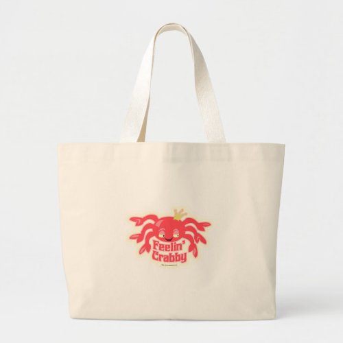 Feeling Crabby Grumpy Crab Logo Cartoon Large Tote Bag