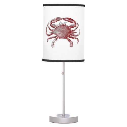 Feeling Crabby Red Pencil Ocean Crab Art Table Lamp