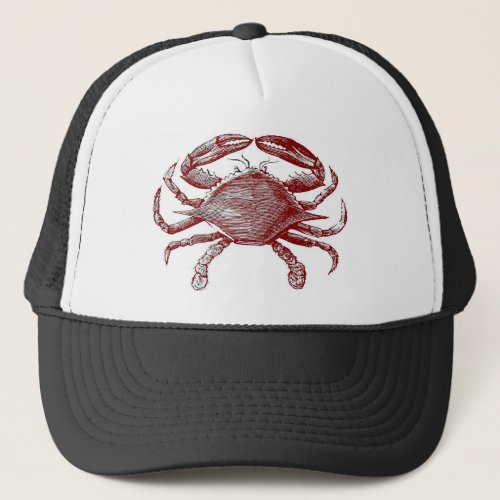 Feeling Crabby Red Pencil Ocean Crab Art Trucker Hat