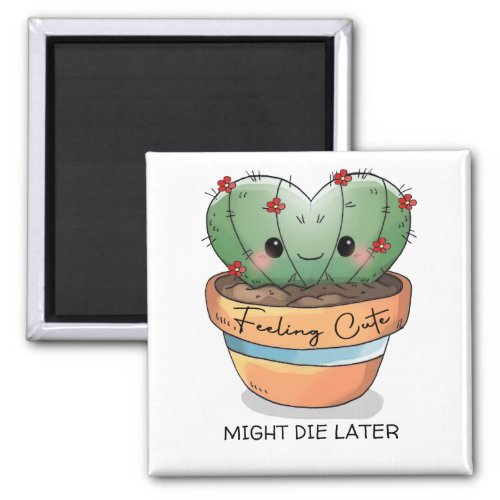 Feeling cute cactus succulent red flower customize magnet