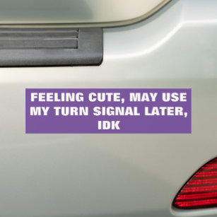 Feeling cute, may use may turn signal later, idk bumper sticker