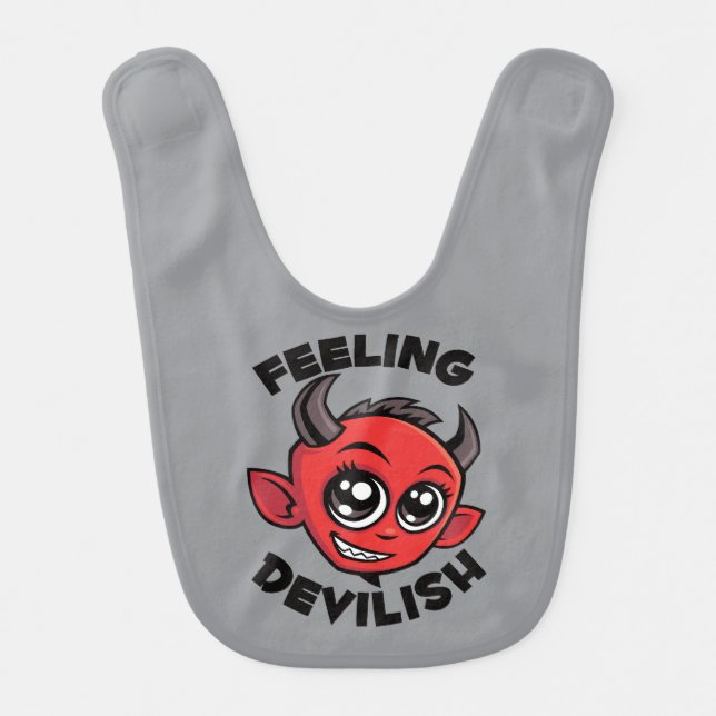 Feeling Devilish Cute Smiling Devil Baby Bib (Front)