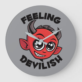 Feeling Devilish Cute Smiling Devil Large Clock