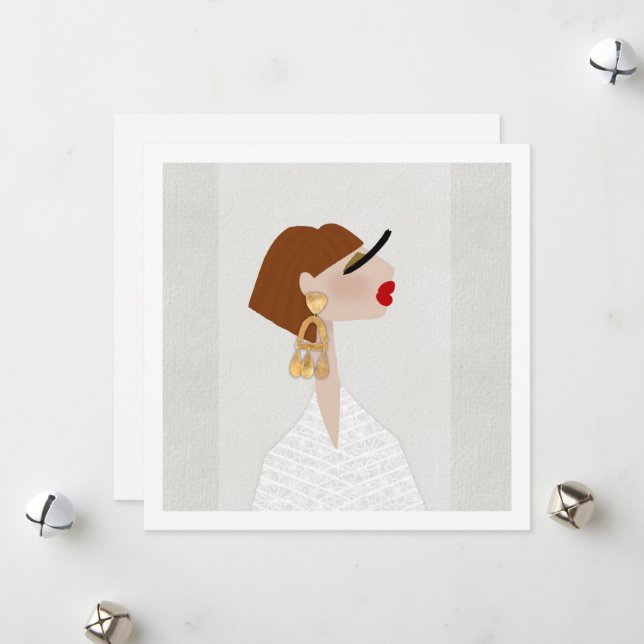 Feeling Fashion Fabulous Illustration Holiday Card (Front/Back In Situ)