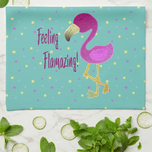 Feeling Flamazing Flamingo Kitchen Towel (Folded)