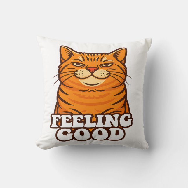 Feeling Good Cool Cat Throw Pillow (Front)
