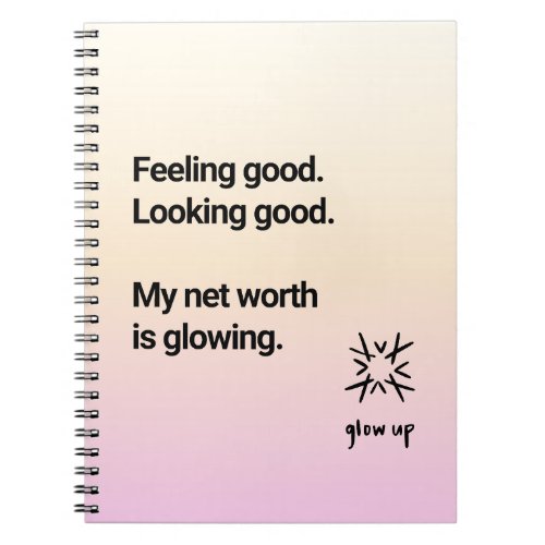 Feeling good looking good my net worth is glowing notebook