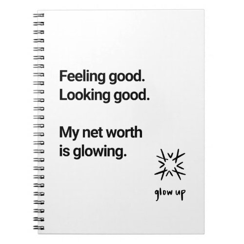 Feeling good looking good my net worth is glowing notebook