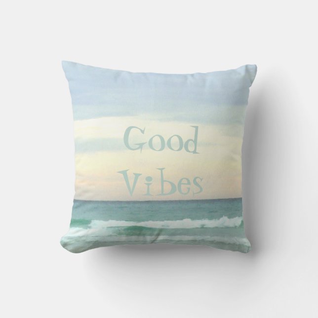 Feeling Good Vibes In My Happy Place Throw Pillow (Front)