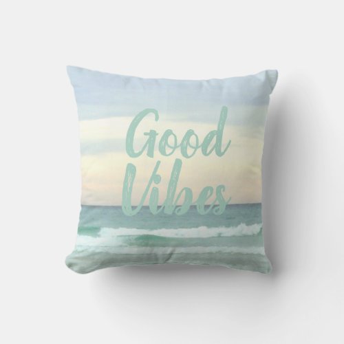 Feeling Good Vibes In My Happy Place Throw Pillow