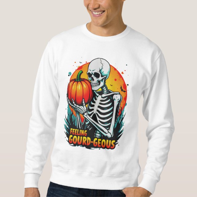 'Feeling Gourd-geous' Skeleton Hand Halloween Tee  (Front)