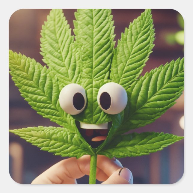 "Feeling Green: Leaf Me Alone"? Square Sticker (Front)