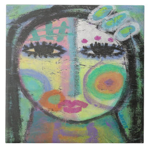 Feeling Groovy Abstract Acrylic Painting on OSB Ceramic Tile