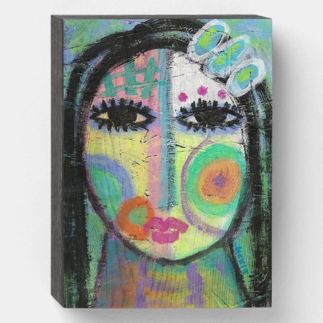 Feeling Groovy Abstract Acrylic Painting on OSB Wooden Box Sign (Front Vertical)