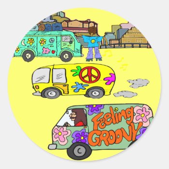 Feeling Groovy Baby Boomer Classic Round Sticker by sagart1952 at Zazzle