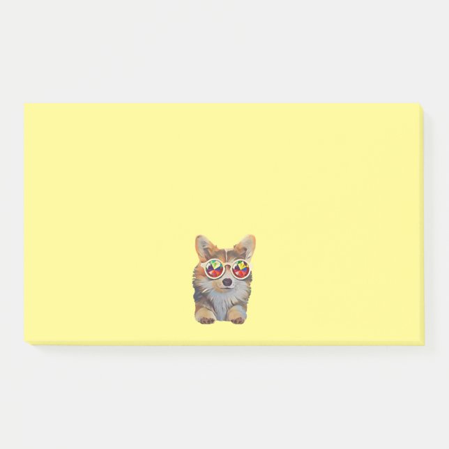 Feeling Groovy Corgi Post-it Notes (Front)