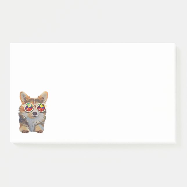 Feeling Groovy Corgi Post-it Notes (Front)