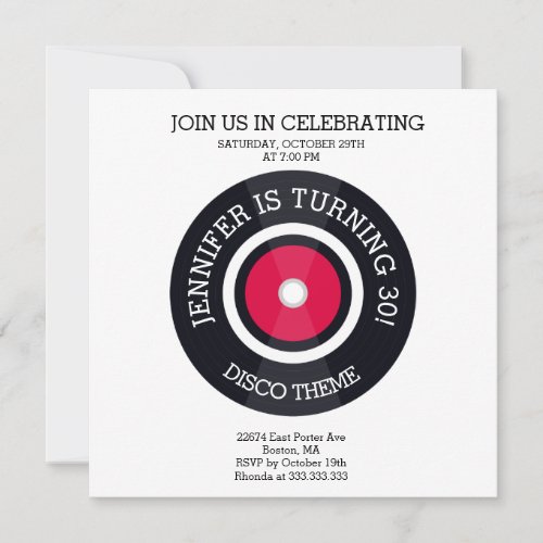 Feeling Groovy Disco theme Birthday Invitation