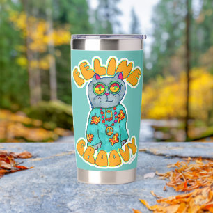 Feeling Groovy Feline Fun Cat Art Design Insulated Tumbler