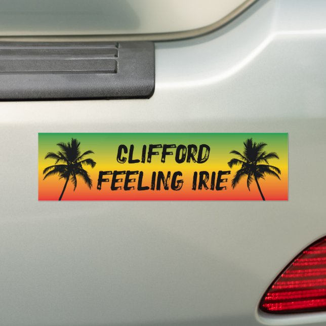Feeling IRIE Tropical Palm Trees Bumper Sticker (On Car)