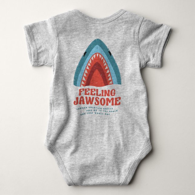 Feeling Jawsome Shark Funny Summer Puns Baby Bodys Baby Bodysuit (Back)