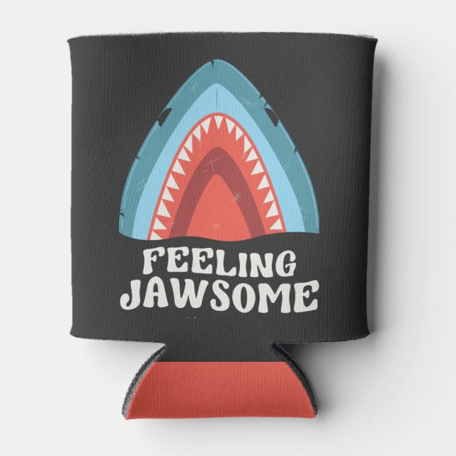 Feeling Jawsome Shark Funny Summer Puns Can Cooler (Front)