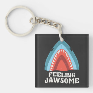 Feeling Jawsome Shark Funny Summer Puns Keychain