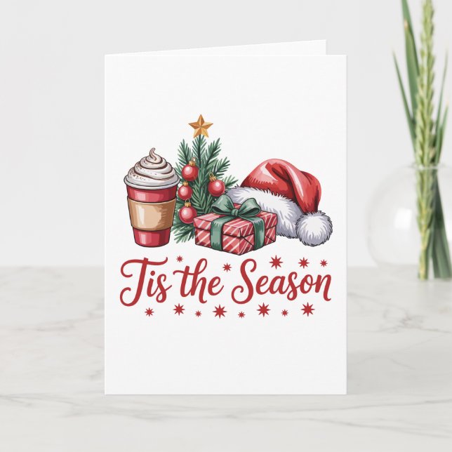Feeling Jolly Christmas Tree Hot Cocoa Holiday Card (Front)
