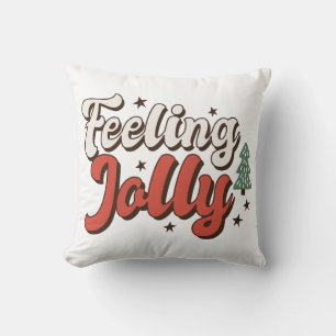 Feeling Jolly Retro Christmas Throw Pillow