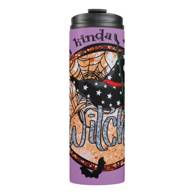 Feeling Kinda Witchy - Halloween Witch Hat Thermal Tumbler (Front)