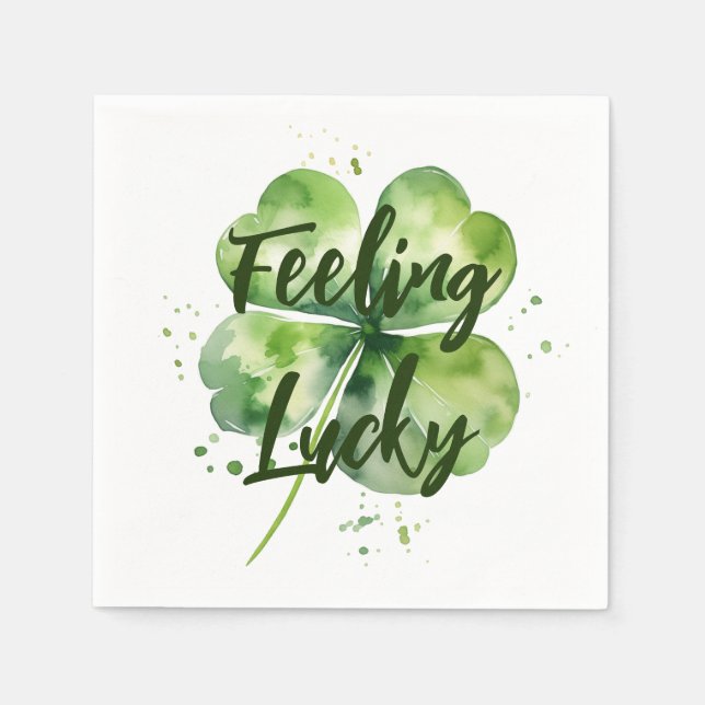 Feeling Lucky | Clover Leaf | St. Patrick's Napkins (Front)