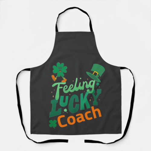 Feeling lucky coach for irish saint patricks day apron
