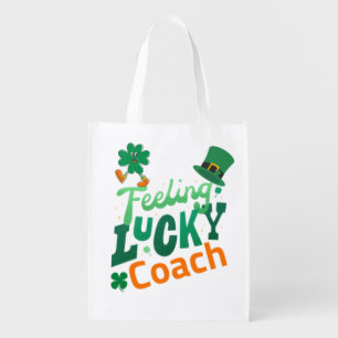 Feeling lucky coach for irish saint patrick's day grocery bag