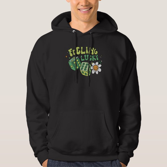 Feeling Lucky Dice Retro Groovy St Patrick's Day W Hoodie (Front)