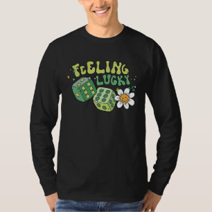 Feeling Lucky Dice Retro Groovy St Patrick's Day W T-Shirt