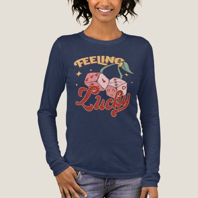 Feeling Lucky Dice Retro Typography Tri-Blend Shirt (Front)