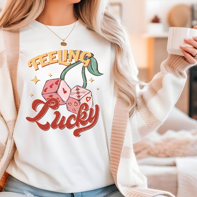 Feeling Lucky Dice Retro Typography Tri-Blend Shirt (Creator Uploaded)