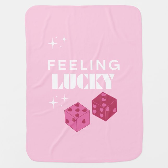 Feeling Lucky, Lucky Girl, Luckiest Girl, Preppy Baby Blanket (Front)