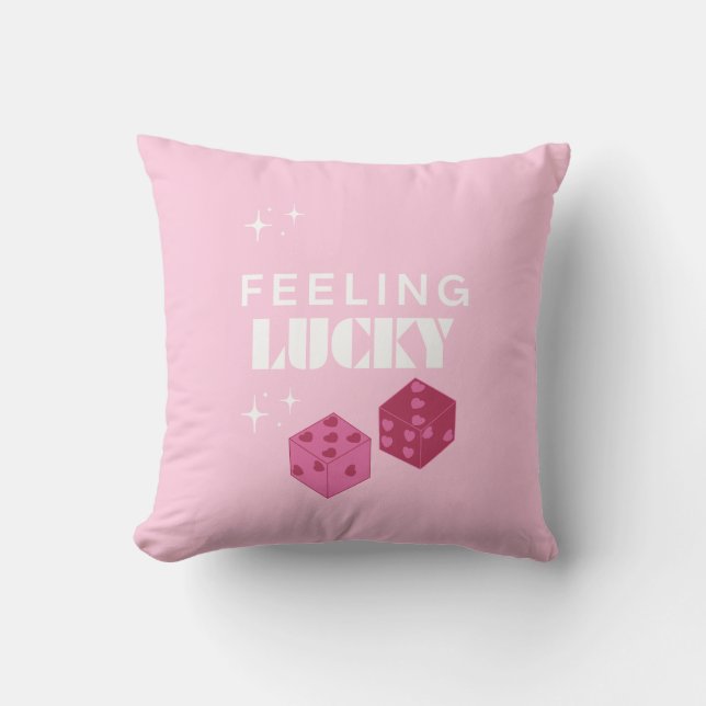 Feeling Lucky, Lucky Girl, Luckiest Girl, Preppy Throw Pillow (Front)