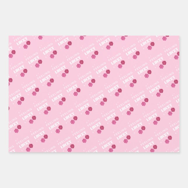 Feeling Lucky, Lucky Girl, Luckiest Girl, Preppy Wrapping Paper Sheets (Front)
